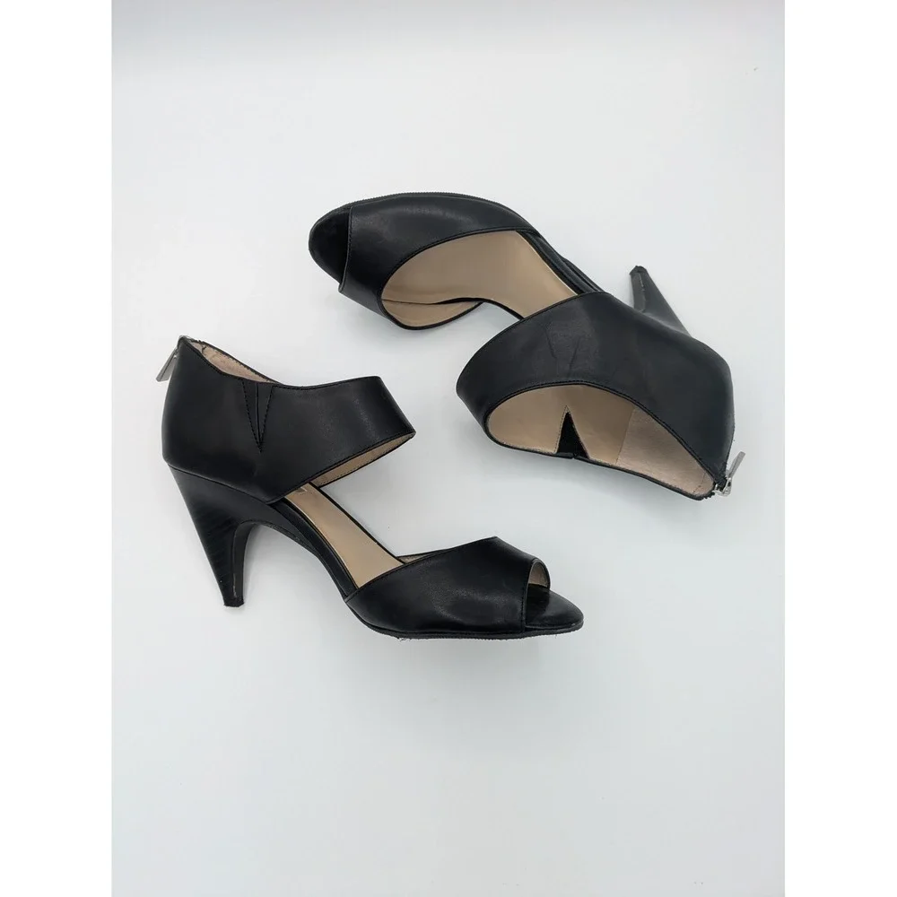 INC International Concepts Heels Size 8M Black Peep Toe Back Zip Stiletto Shoes